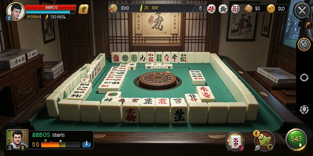 Tampilan gameplay seru dari 88BOS dengan ubin Mahjong yang menarik.