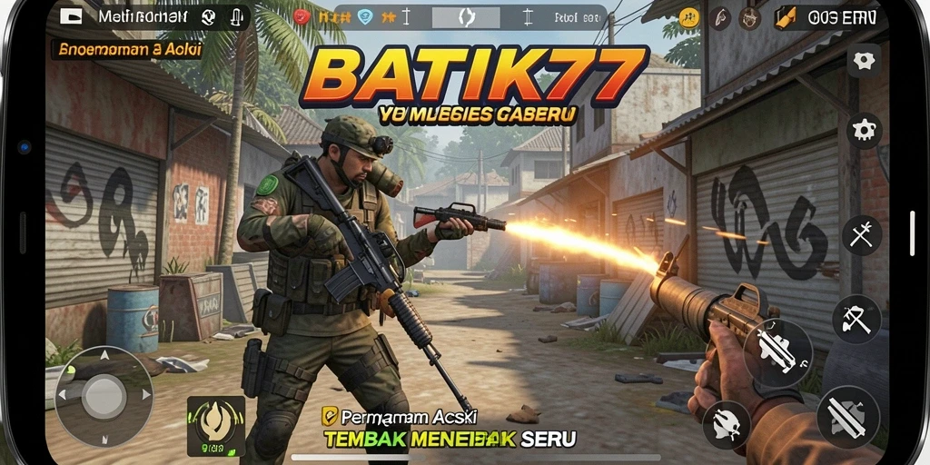 Tampilan menegangkan dari gameplay BATIK77 dalam aksi tembak menembak.
