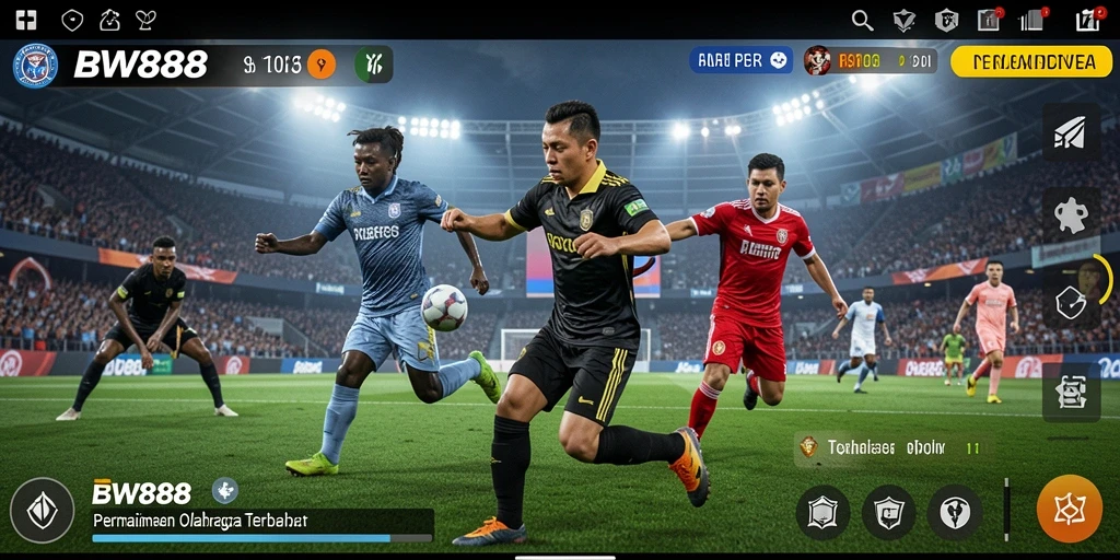 Screenshot gameplay BW888 menampilkan aksi olahraga yang mendebarkan.