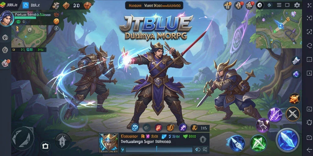 Screenshot JTBLUE menampilkan aksi seru dalam dunia MMORPG.