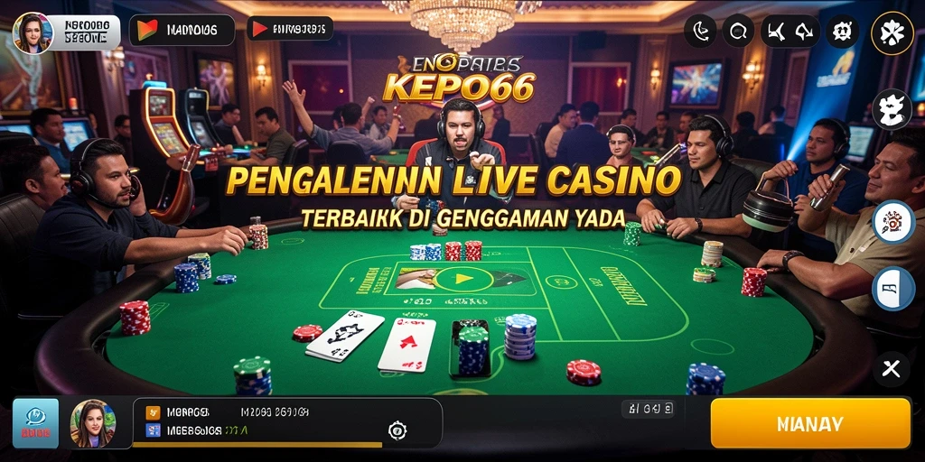 Screenshot gameplay KEPO66 dengan dealer langsung dan pemain aktif.