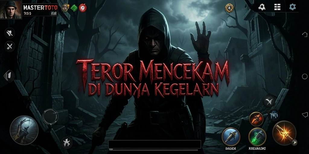 Screenshot gameplay MASTERTOTO dengan suasana yang menakutkan.