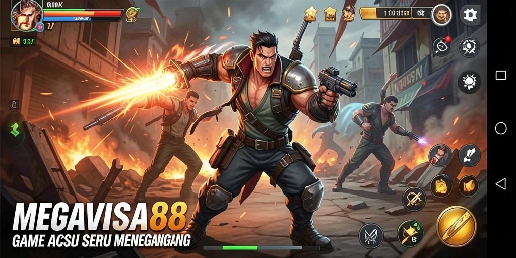 Tampilan menegangkan dari gameplay MEGAVISA88 saat karakter beraksi.