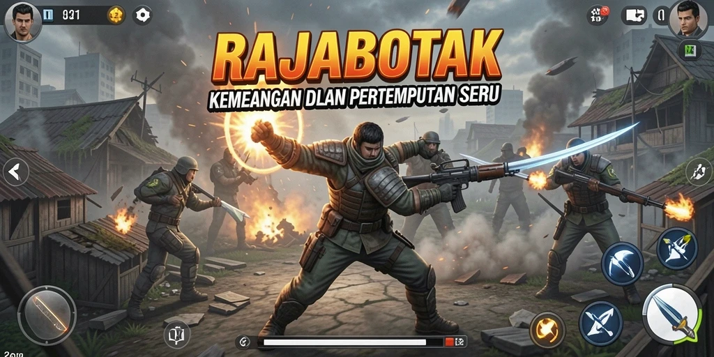 Tangkapan layar dari gameplay penuh aksi RAJABOTAK.