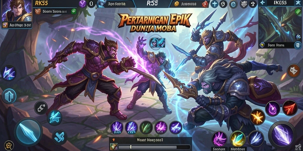 Gameplay seru RK55 dengan pertarungan tim yang strategis.
