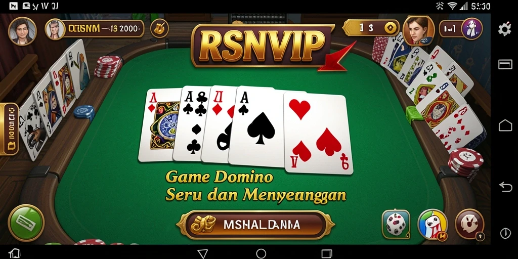 Screenshot gameplay RSNVIP dengan suasana permainan Domino yang seru.