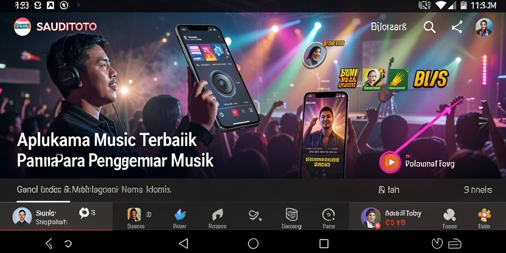 Screenshot utama SAUDITOTO menampilkan cuplikan pemutaran musik dengan lirik.
